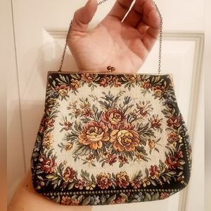 Vintage Tapestry Wristlet Purse